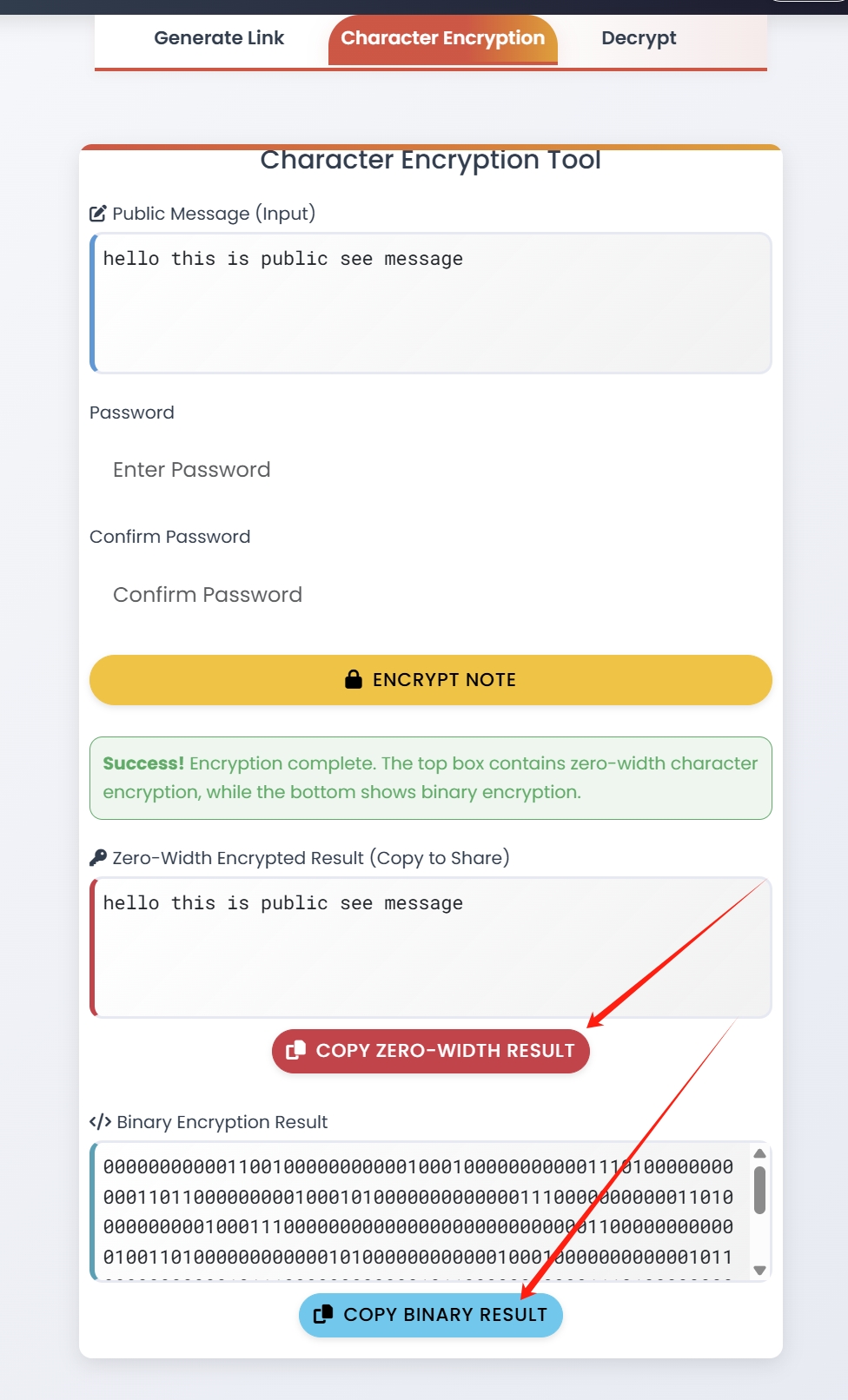 Zero-width encryption process