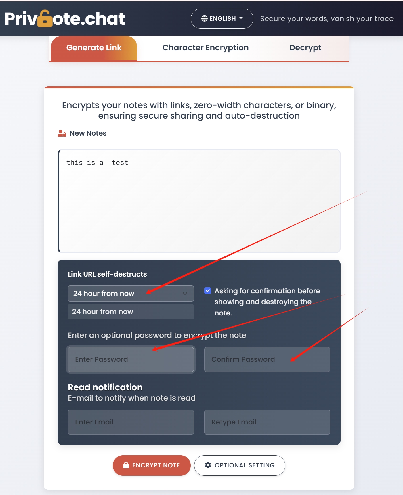 Secure password sharing interface